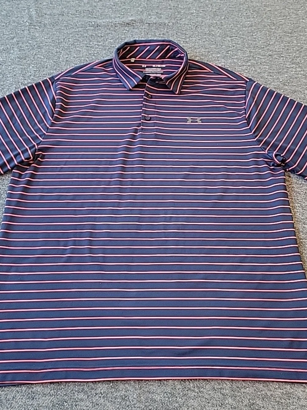Under Armour The Playoff Polo Shirt Men's XL Navy Blue‎ Striped Golf Performance